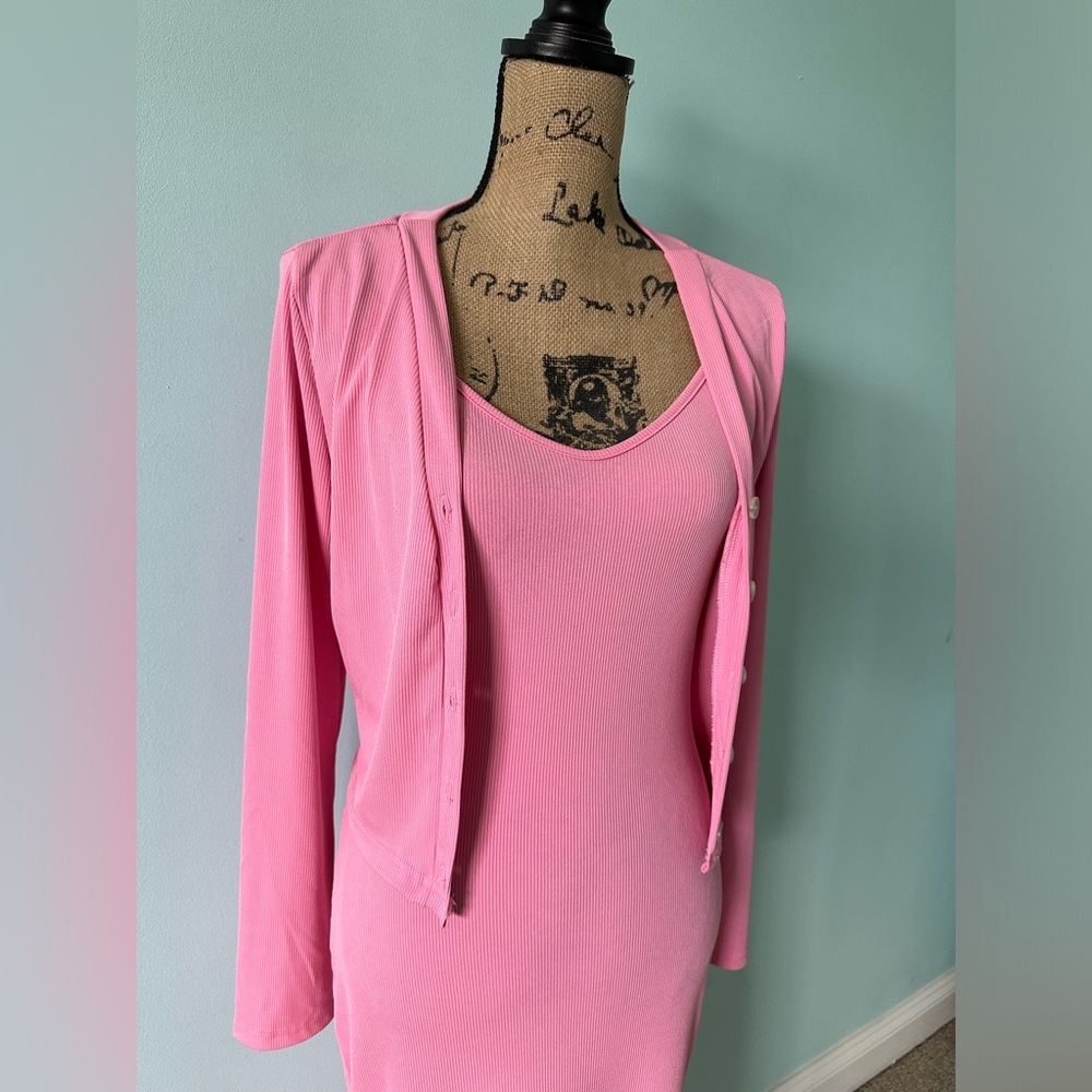 SHEIN Ribbed Bodycon with Button Down Top - Picture 4 of 8